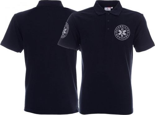 LPP - Promostars Koszulka Polo ratownicza granatowa męska odblaskowa FUNKCYJNA - nadruk przód + rękawek