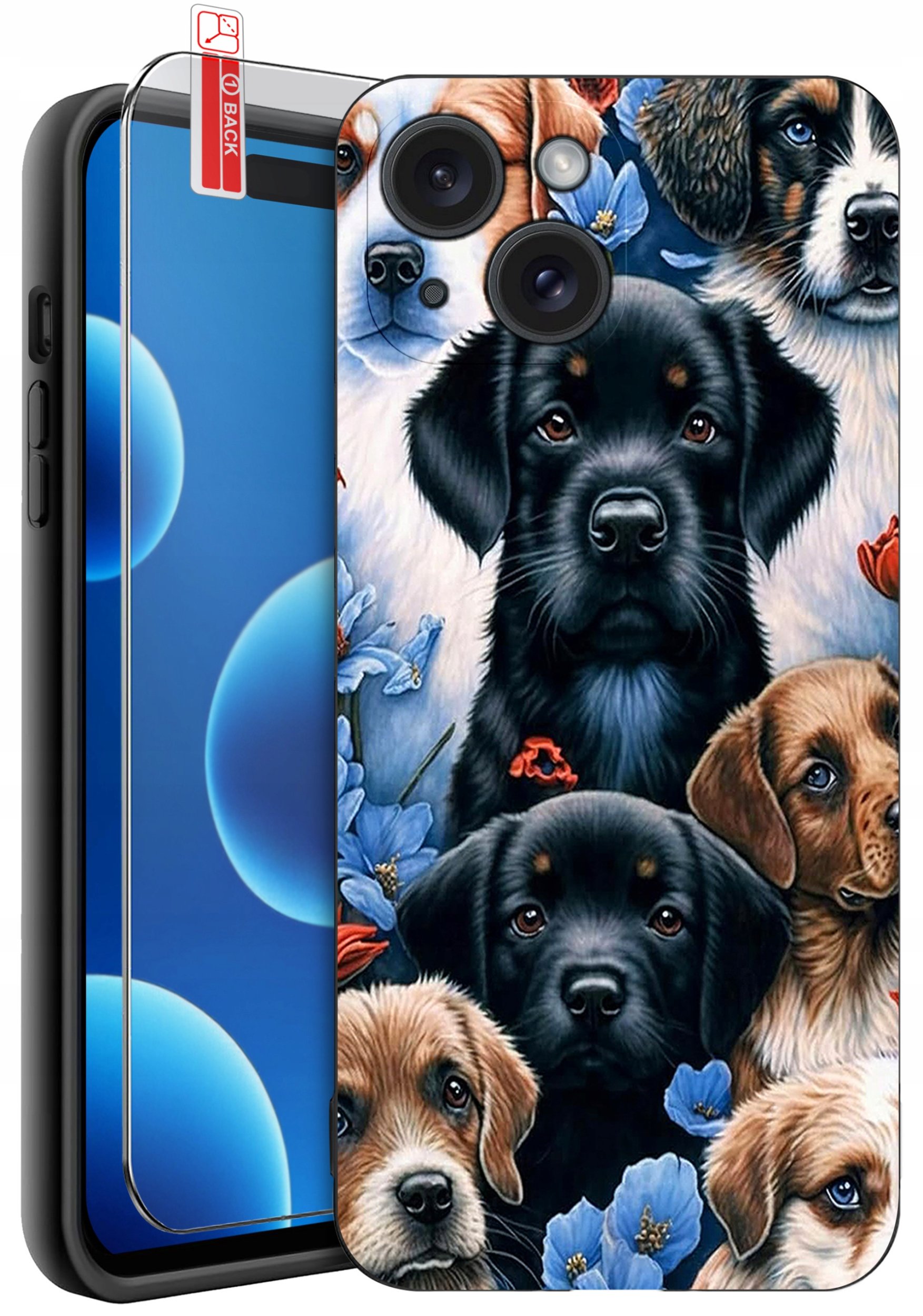 ETUI do iPhone 15 | WZORY | SILIKONOWE MATT CASE + SZKŁO 9H