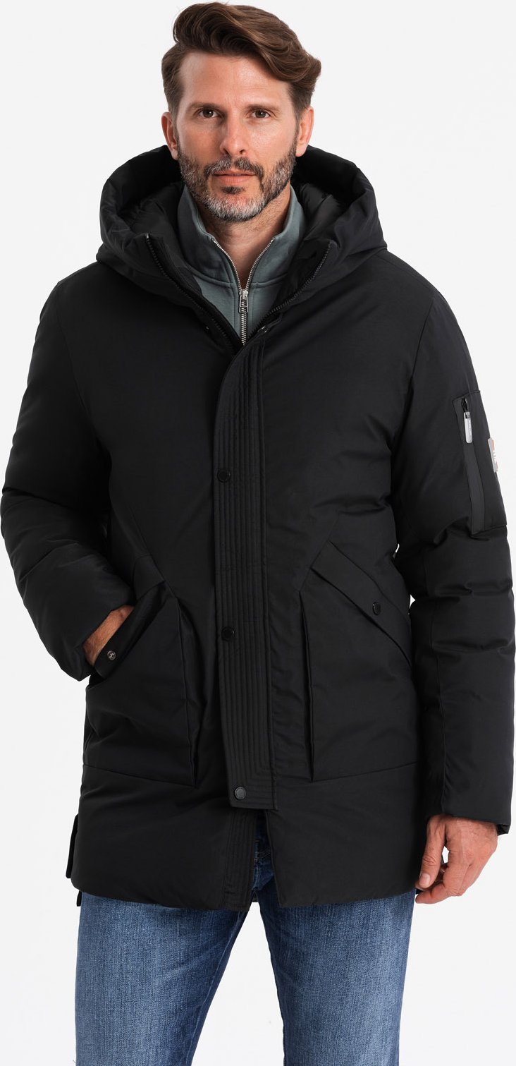 Kurtka męska Ombre Długa sezonowa męska kurtka w stylu outdoorowym czarna V1 OM-JALJ-0202 XL