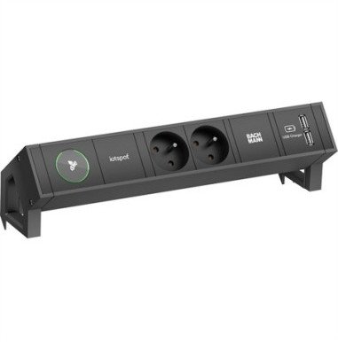 BACHMANN DESK2 1xiotspot 2xUTE 1xUSB Ładowarka 0,2m GST18, RAL9005