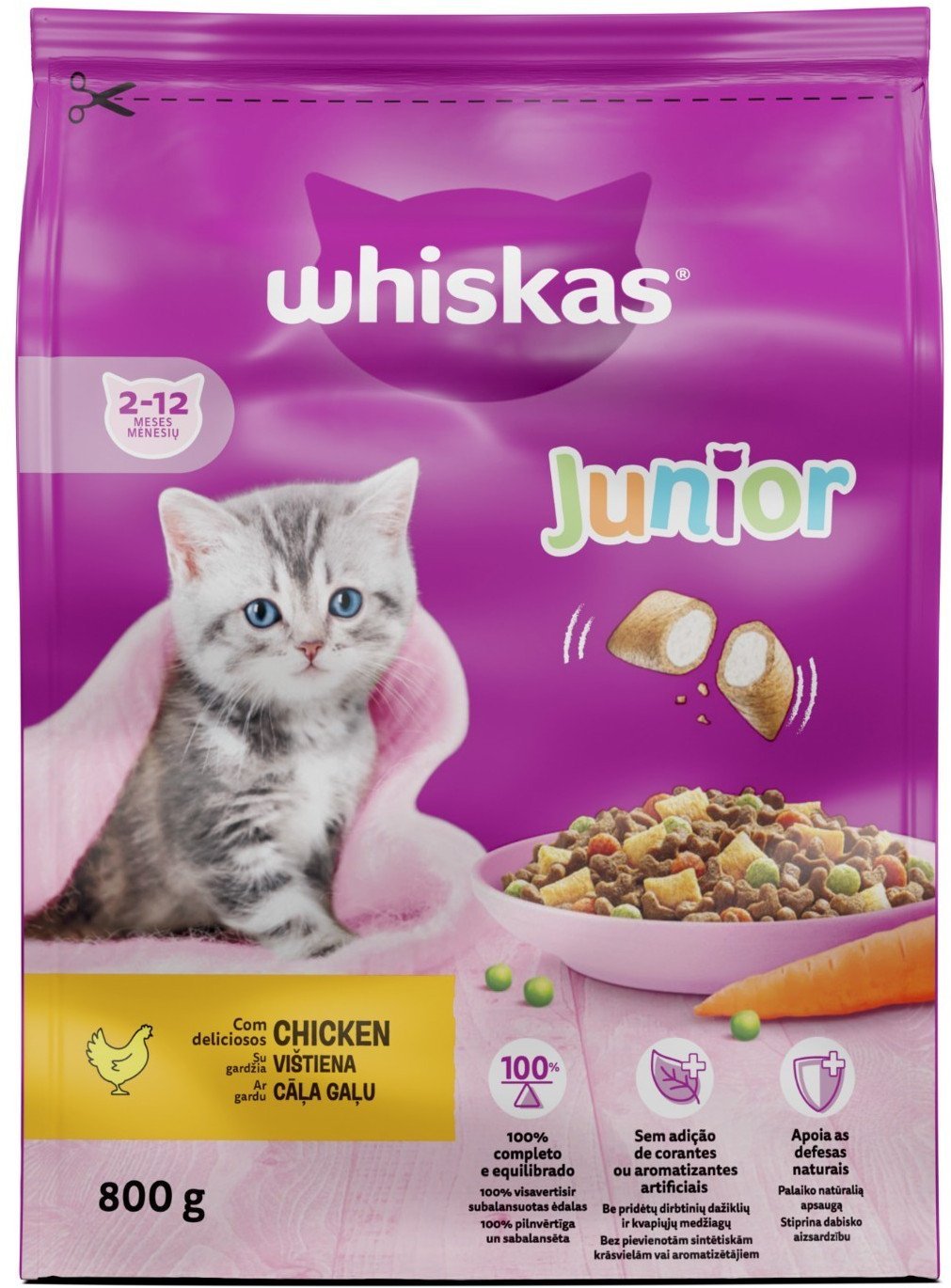 DRY CAT FOOD WHISKAS JUNIOR CHICKEN 800G