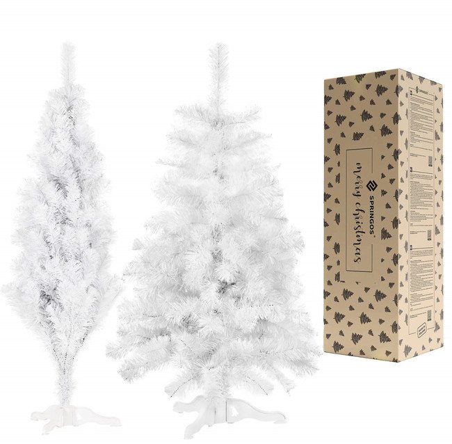 Choinka sztuczna 120 cm jodła biała nowoczesna jak żywa, ze stojakiem UNIWERSALNY