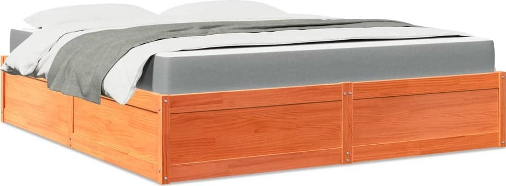 vidaXL Łóżko z materacem, woskowy brąz, 180x200 cm, drewno sosnowe