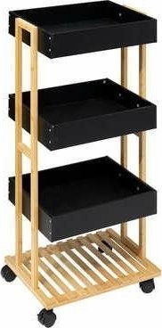 5five Uniwersalny regał mobilny z 4 poziomami, 30 x 41 x 88 cm, kolor czarny