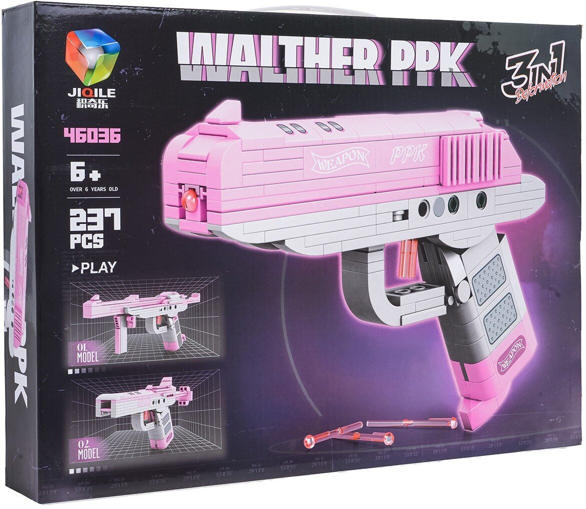 Zestaw Klocków Pistolet Różowy 237el.