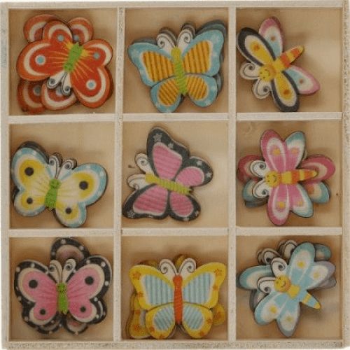 Titanum Drewniane dekoracje w pudełku mix wzorów 27szt