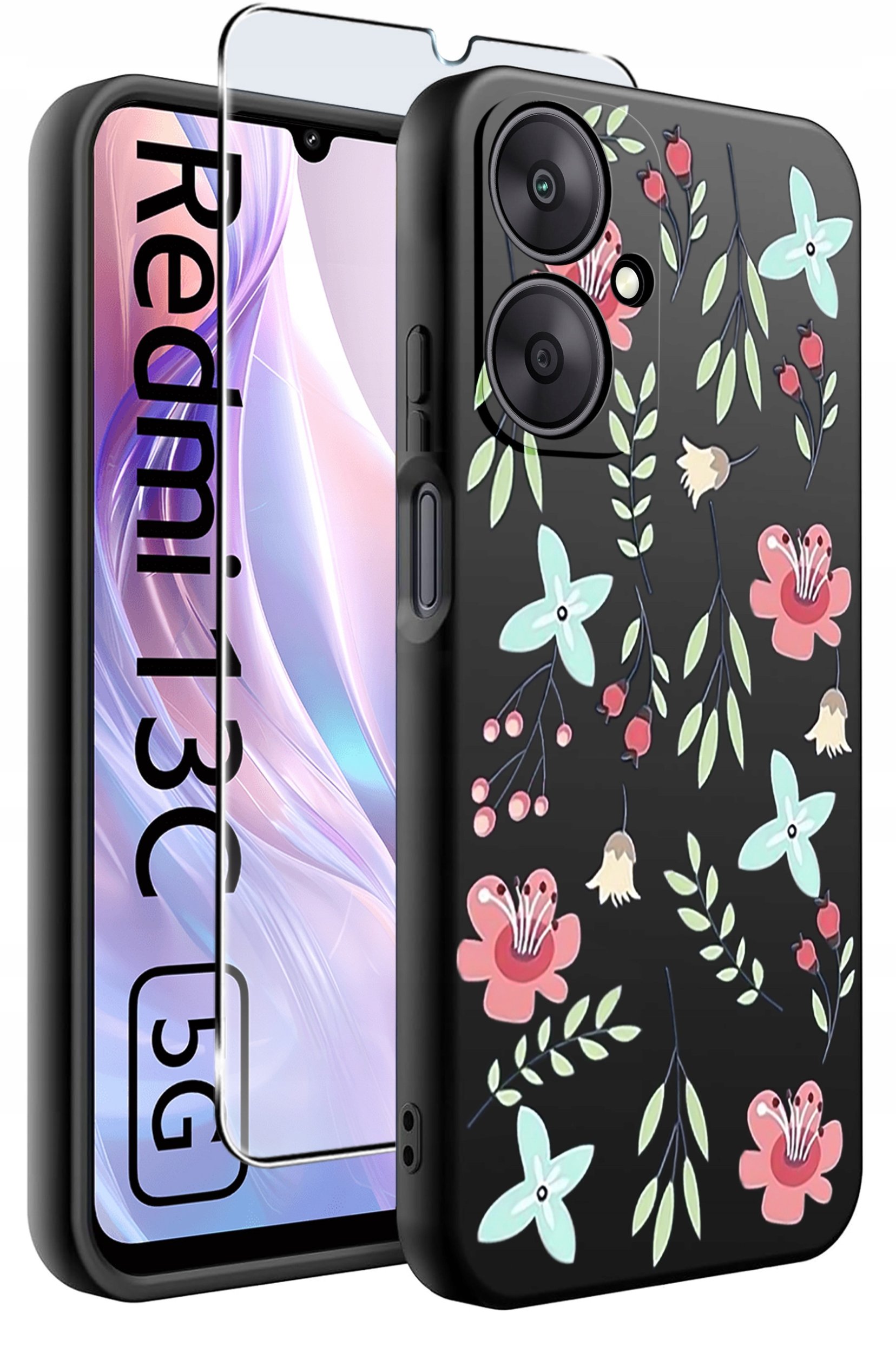 ETUI do Xiaomi Redmi 13C 5G WZORY |SILIKONOWE MATT CASE +SZKŁO HARTOWANE 9H