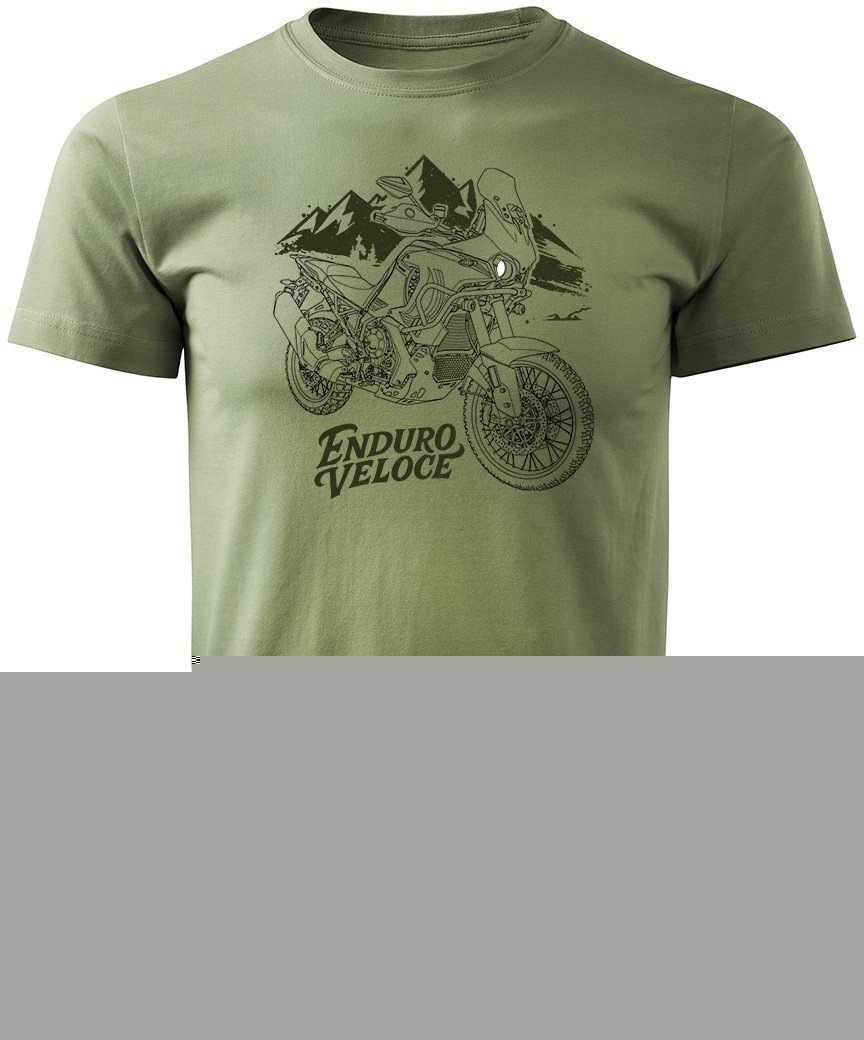 Koszulka motocyklowa z motocyklem na motor MV Agusta Enduro Veloce biała khaki M