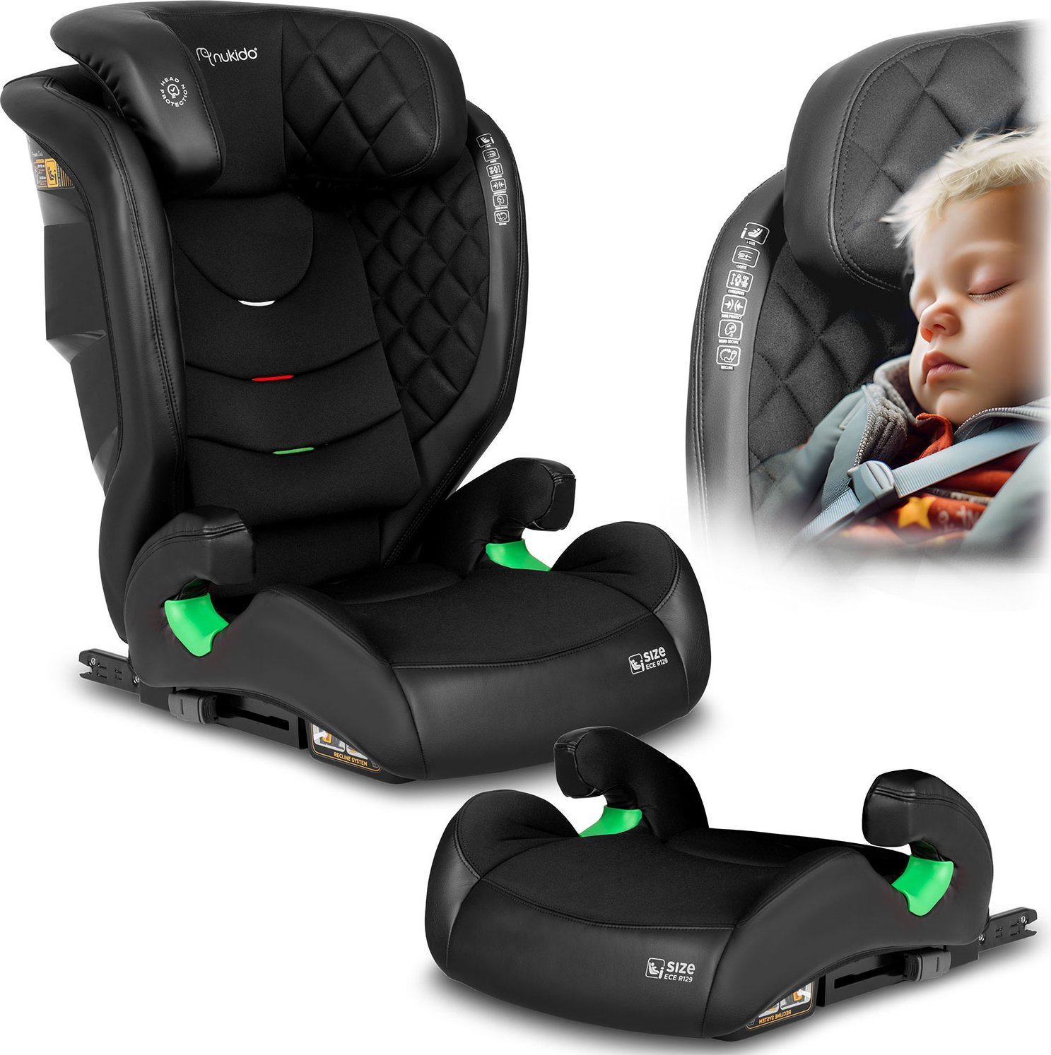 Fotelik samochodowy Ricokids Fotelik samochodowy Nukido Louis czarny 15-36 kg ISOFIX