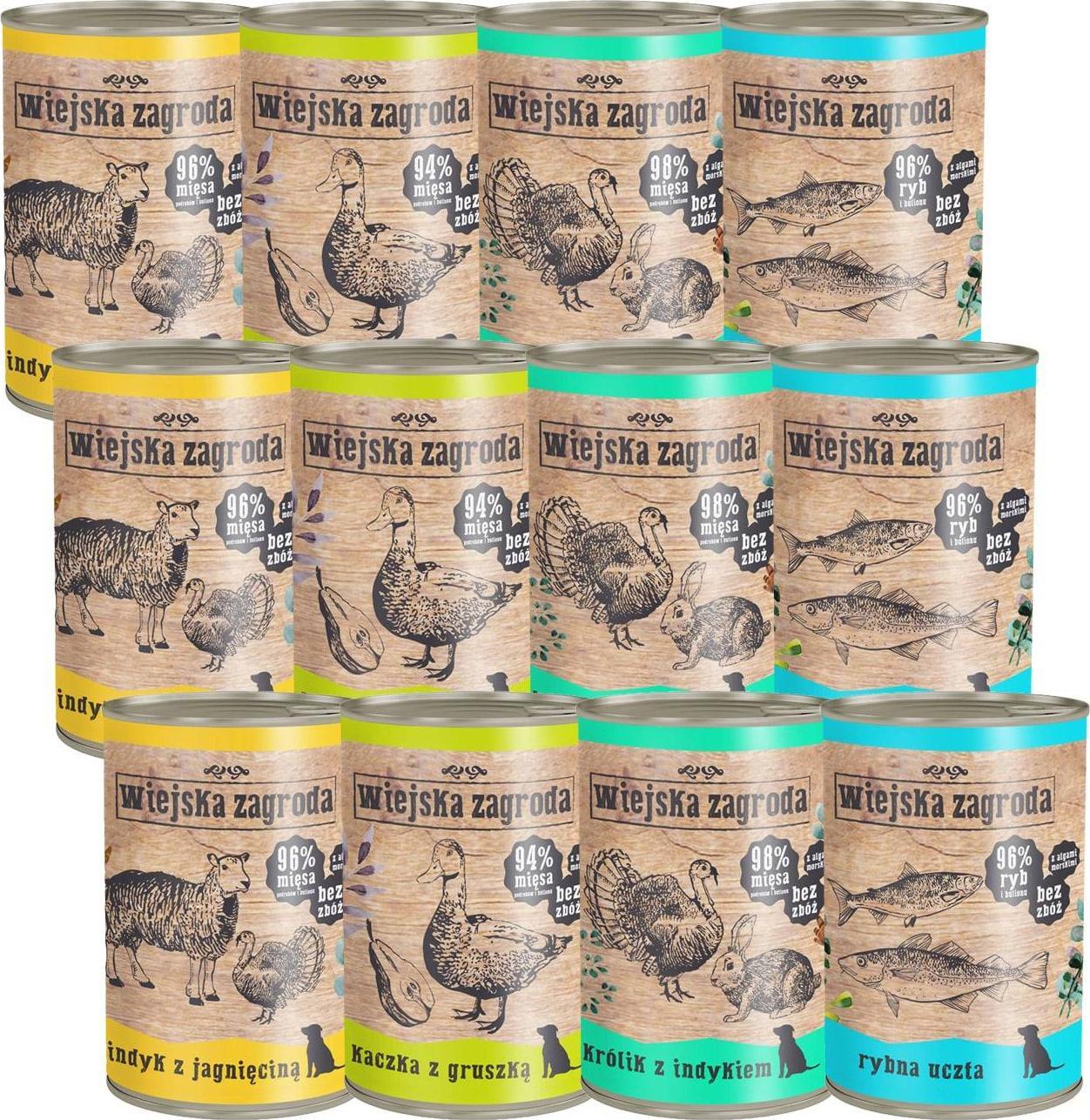 Wiejska Zagroda Wiejska zagroda MIX SMAKÓW 12x 400g mokra karma dla dorosłych psów