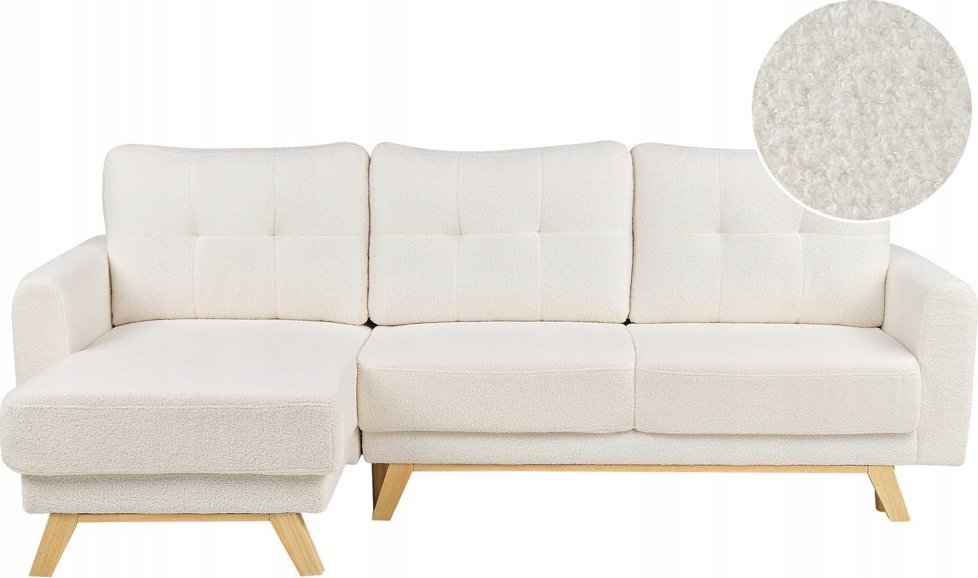 Beliani Sofa narożna boucle prawostronna biała SIRO