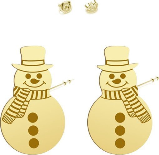 Radziszewska Jewellery Kolczyki Pozłacane Bałwan Boże Narodzenie