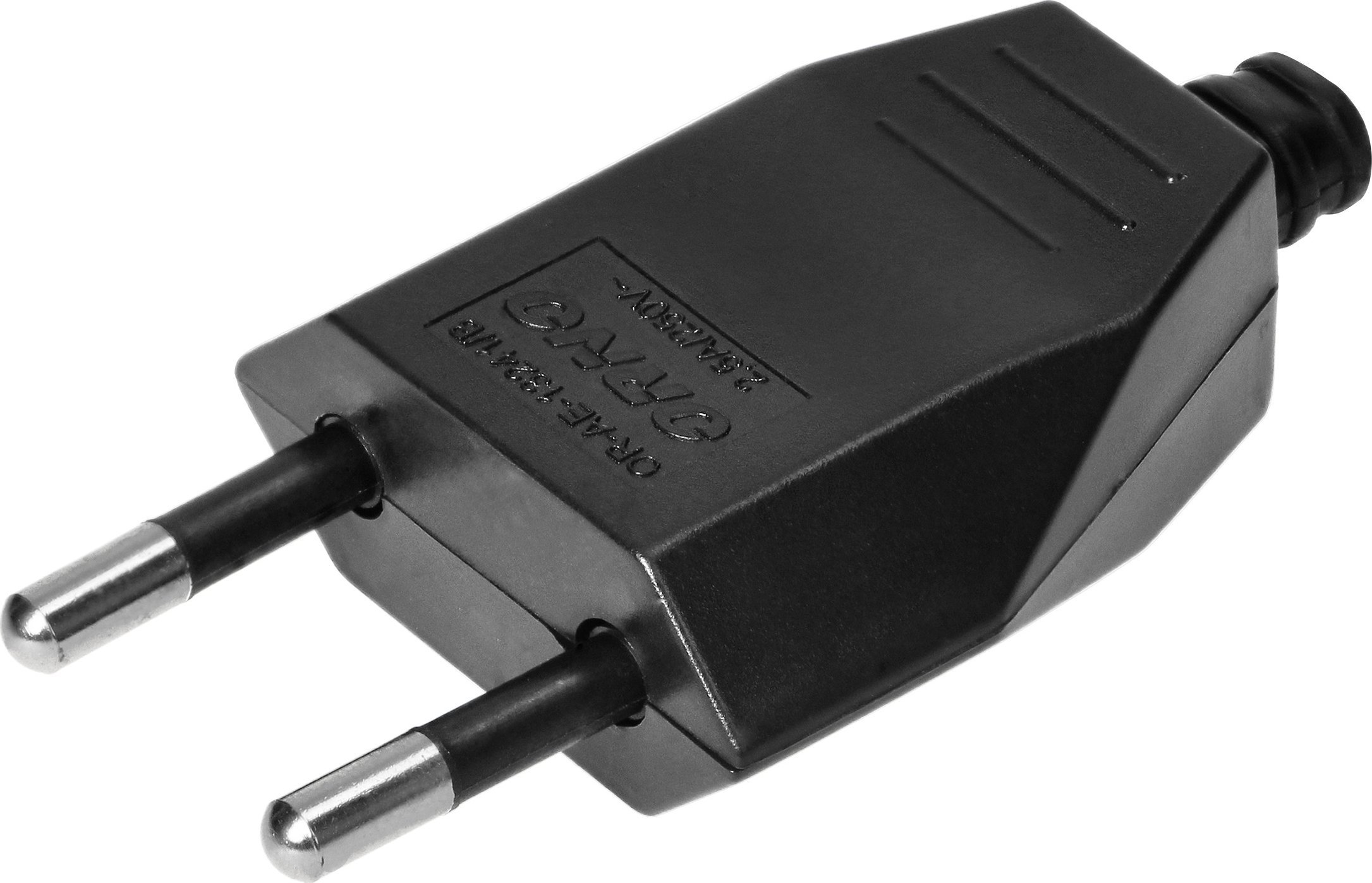 Orno Wtyczka płaska bez uziemienia, 2,5A, 250V, czarny poliwęglan, 50 sztuk