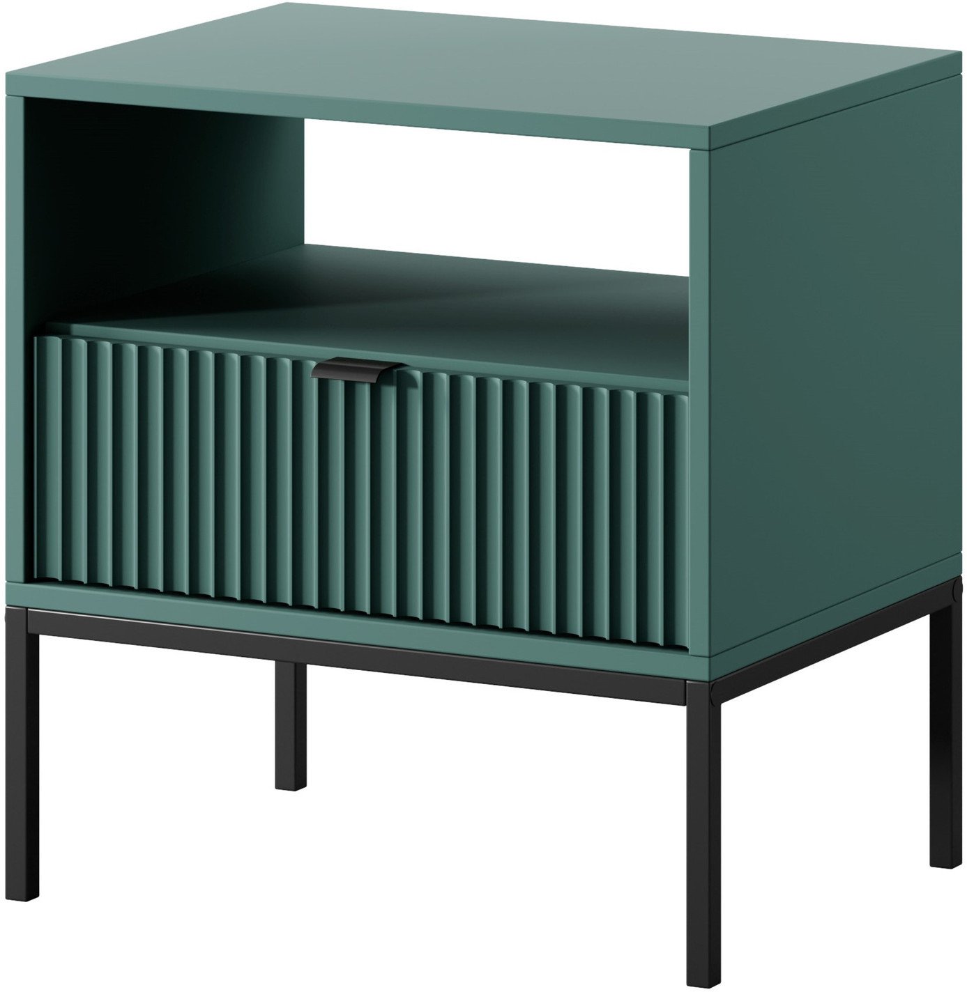Stolik nocny Kioto w kolorze zielonym i czarnymi nóżkami
