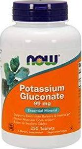 NOW Foods NOW Foods - Glukonian Potasu, 99 mg, 250 tabletek