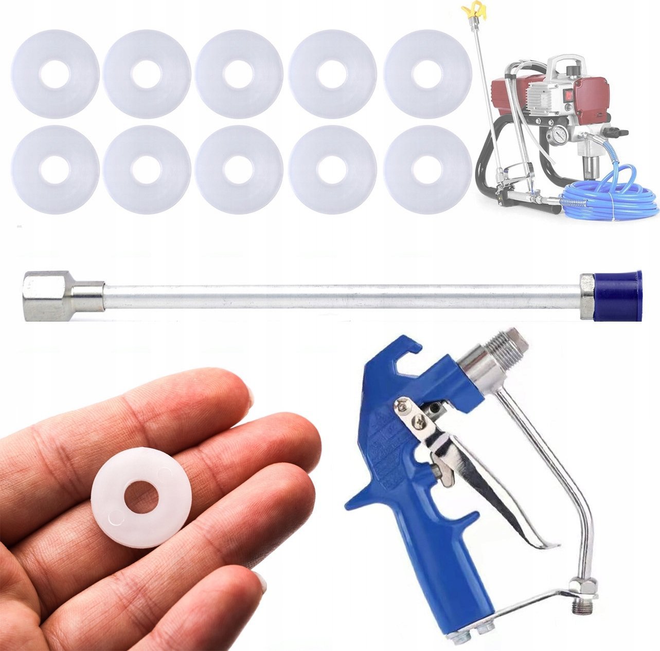 Rosfix 10X USZCZELKA 7/8 PRZEDŁUŻKA AGREGAT DYSZA LANCA 30CM PISTOLET MALARSKI
