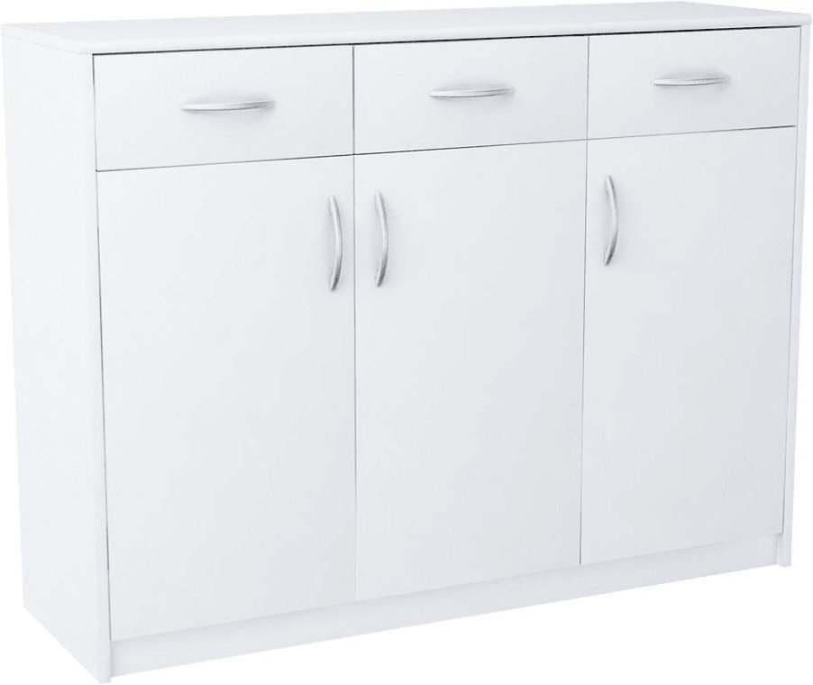 Duża Komoda do salonu, pokoju, Classic, 110x35x85 cm, biel, mat | TYLETEGOTU
