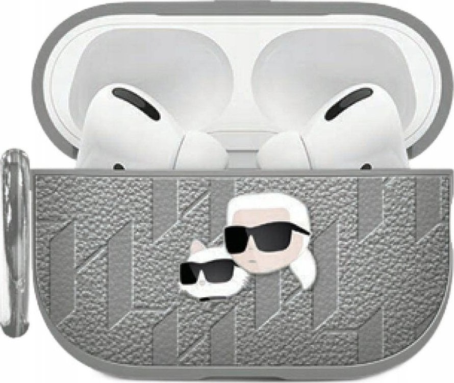 Etui Karl Lagerfeld Monogram Karl & Choupette Head do Apple AirPods 4 srebrny