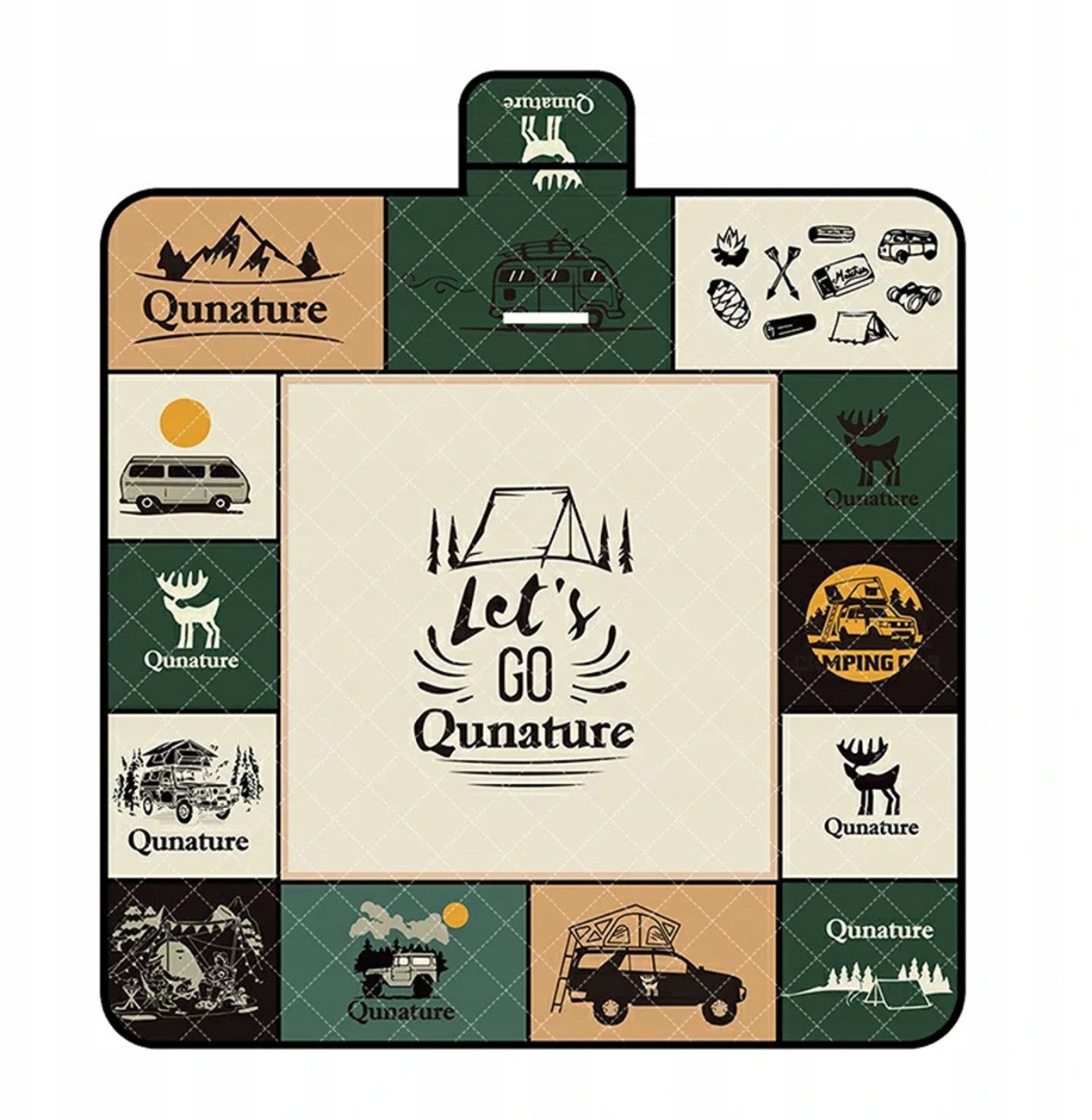 Mata piknikowa Qunature koc wodoodporny turystyczny 2 x 2 m - wielokolorowa