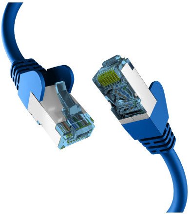 EFB Netzwerkkabel CAT6a S/FTP PIMF mit CAT7 Rohkabel 10 Gigabit Ethernet Kupfer 15m blau