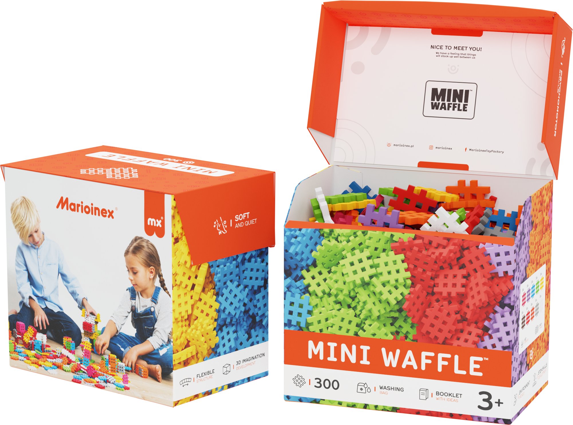 Marioinex Klocki Waffle mini 300 szt. w pudełku
