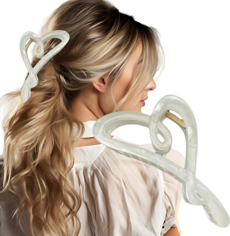 Spinka klamra do włosów XL biała perłowa 12x5 cm SP373