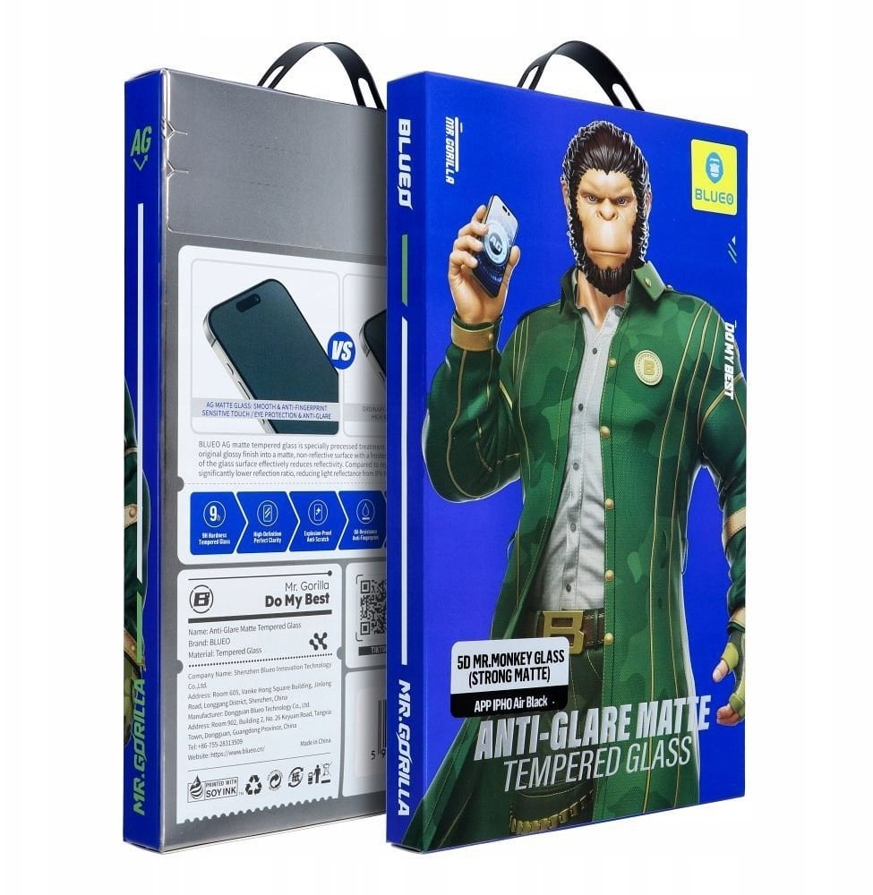 Blueo Szkło szkło hartowane 5D Mr. Monkey Glass - Apple iPhone 17 Air czarny (Strong Matte)