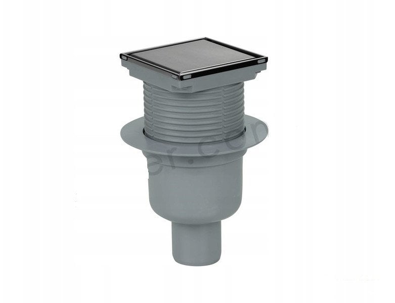 Alfaspot wpust kanalizacyjny regulowany z wyjściem prostym fi 50 mm z kołnierzem z nierdzewną ramką i rusztem dwustronnym 100x100mm 2858