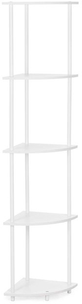 Springos Regał narożny biały 147 cm z 5 półkami loftowy do łazienki nowoczesny do książek UNIWERSALNY