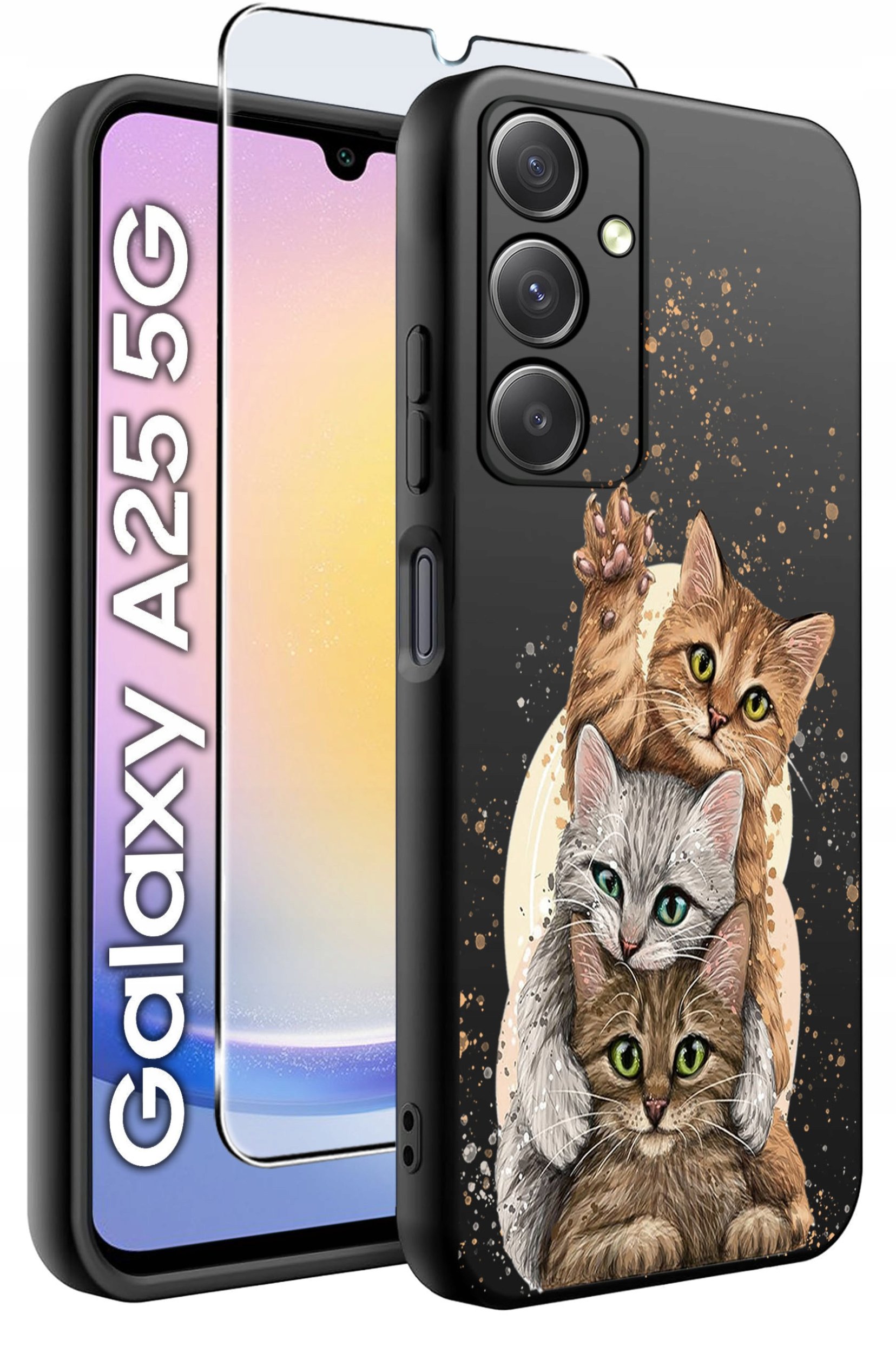 ETUI do Samsung A25 5G WZORY | SILIKONOWE MATT CASE + SZKŁO HARTOWANE 9H