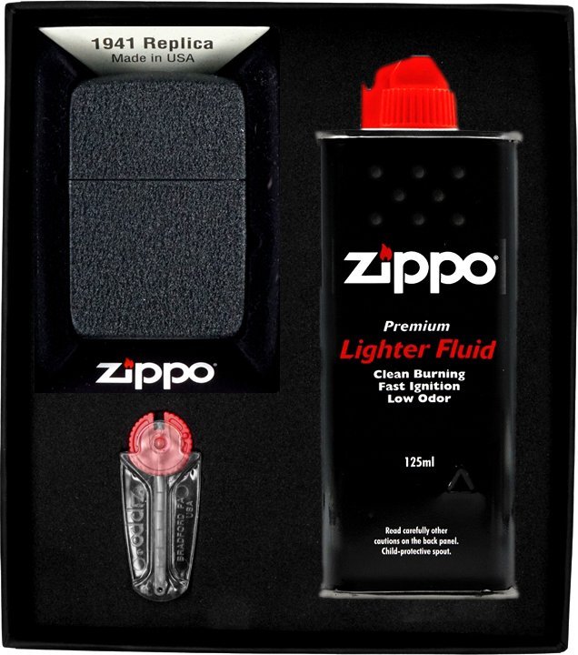 Zestaw ZIPPO Zapalniczka BLACK CRACKLE REPLICA Prezentowy No1