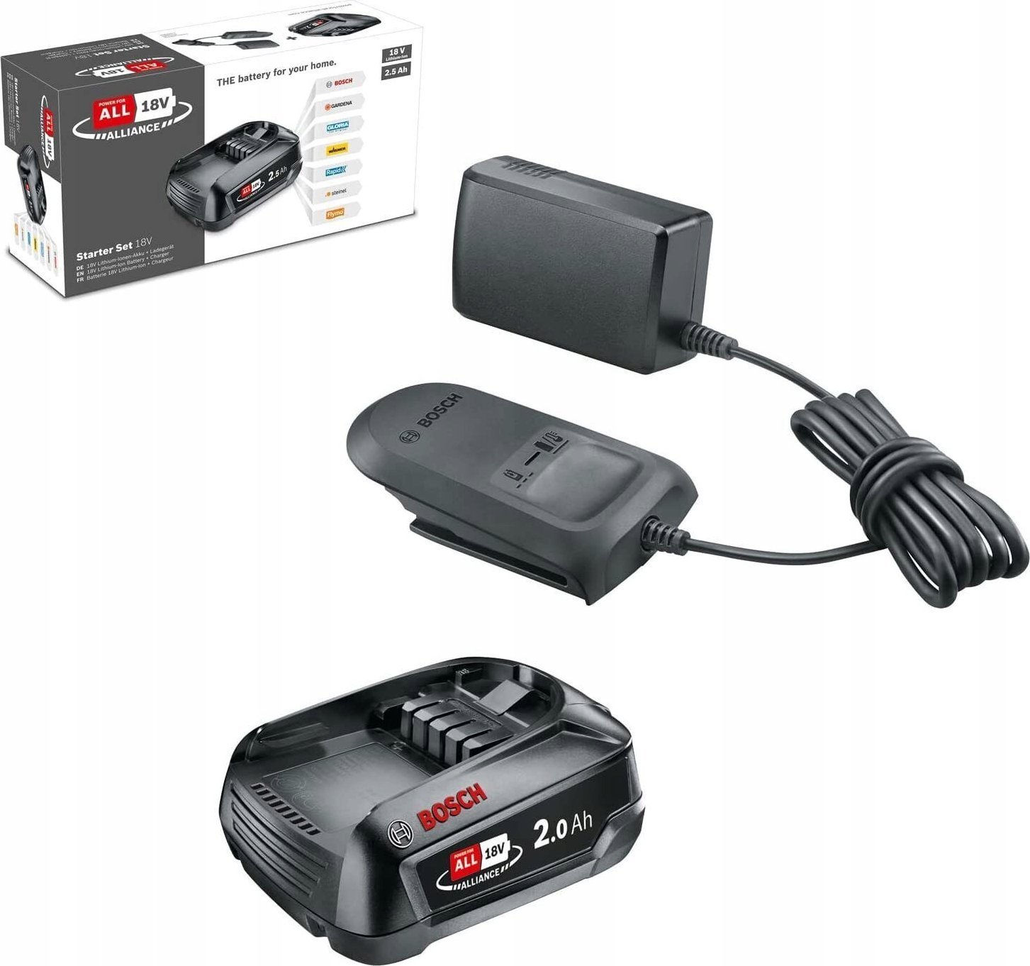 BOSCH. BATTERY 18V 2.0Ah + CHARGER AL18V-20