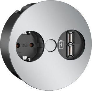 Bachmann BACHMANN TWIST 1x gniazdo z uziemieniem, ładowarka USB, wtyczka GST18, chrom, 0,2 m