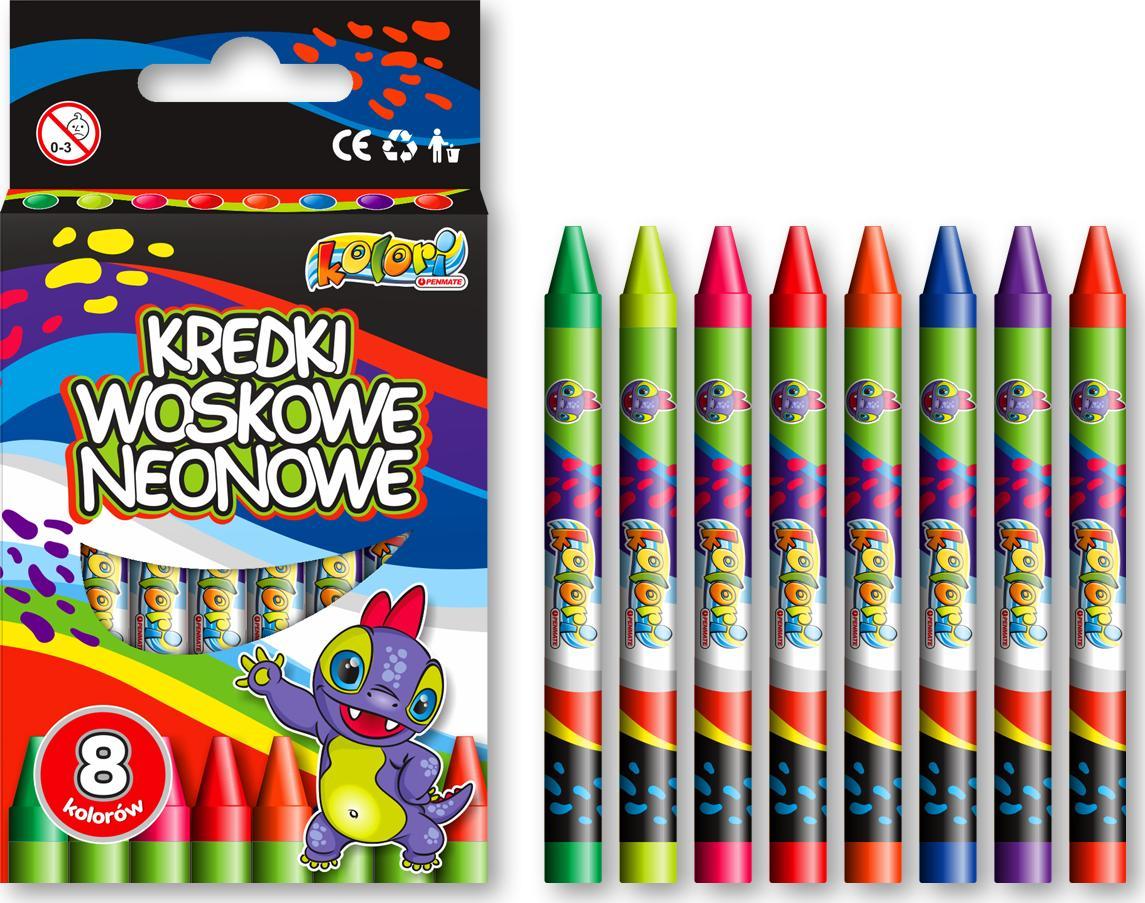 Penmate KREDKI WOSKOWE NEONOWE DINO PENMATE KOLORI PREMIUM 8 KOLORÓW