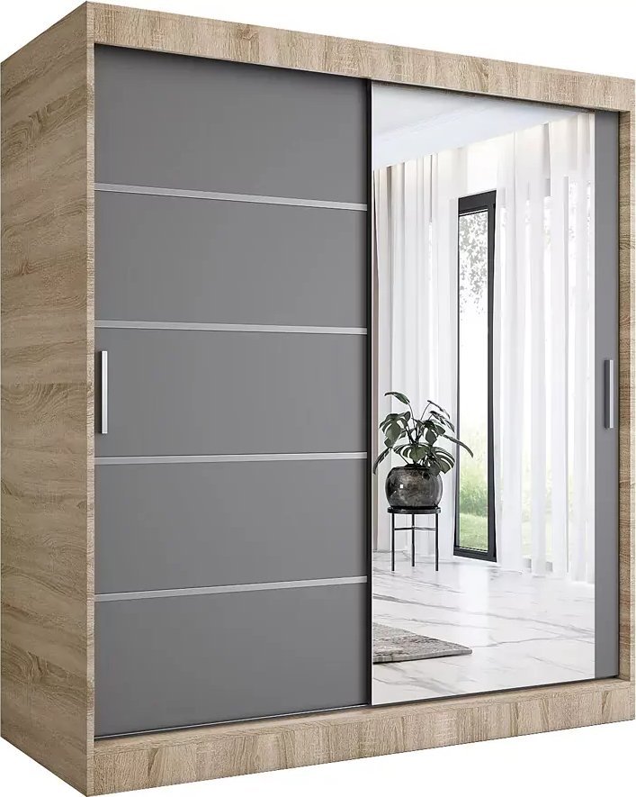 Elior Szafa przesuwna 180 cm dąb sonoma + antracyt - Lorenza 5X