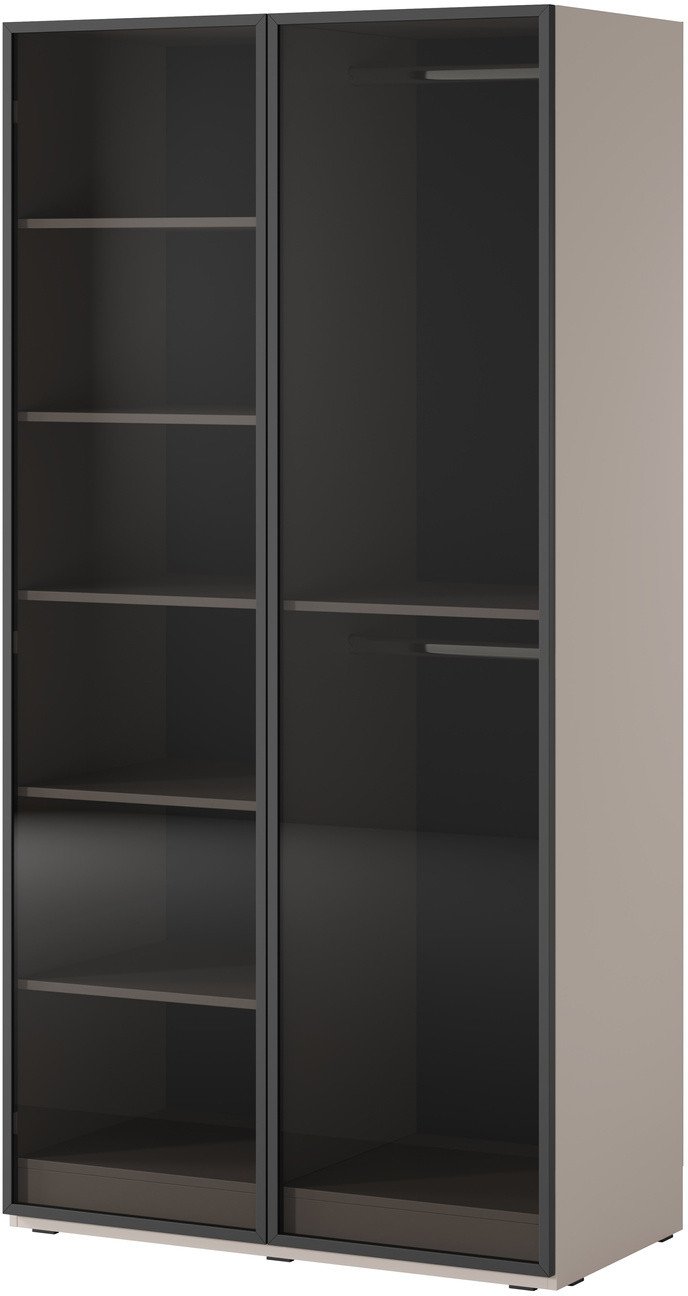 Szafa dwudrzwiowa Zen w kolorze Cashmere + przyciemniane szkło