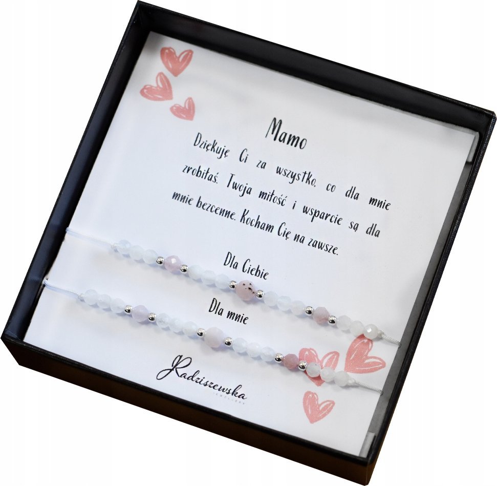 Radziszewska Jewellery Bransoletka z Kamieni Naturalnych dla Mamy i Córki Sznurek Prezent