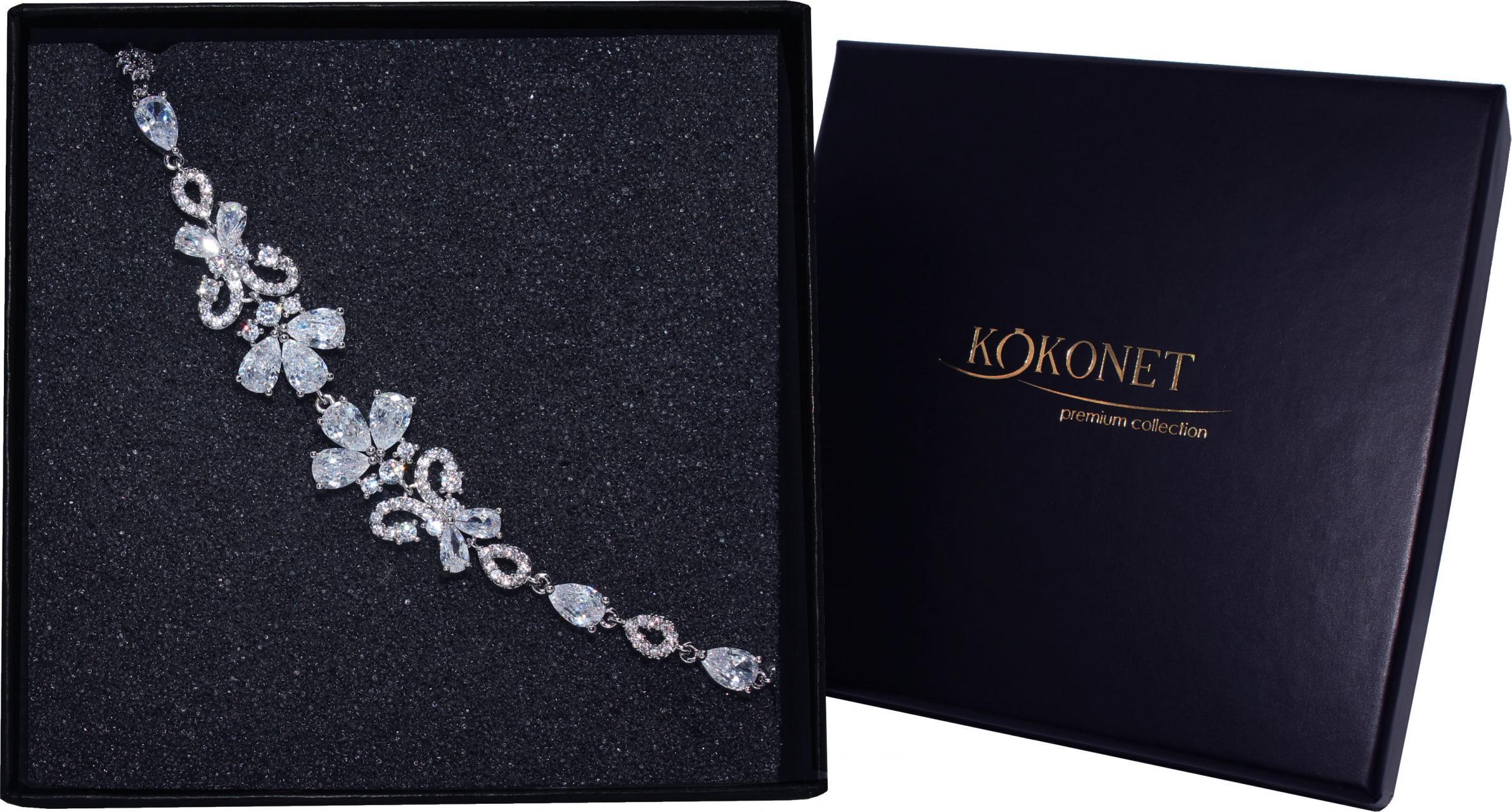 KOKONET Bransoletka swarovski srebrna ślubna cyrkonie glam