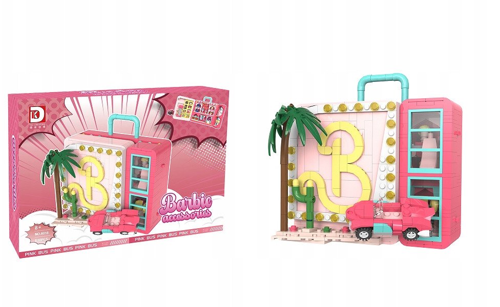 Ruchome klocki Konstrukcyjne Różowa Szafa Garderoba 830 elementów Barbie