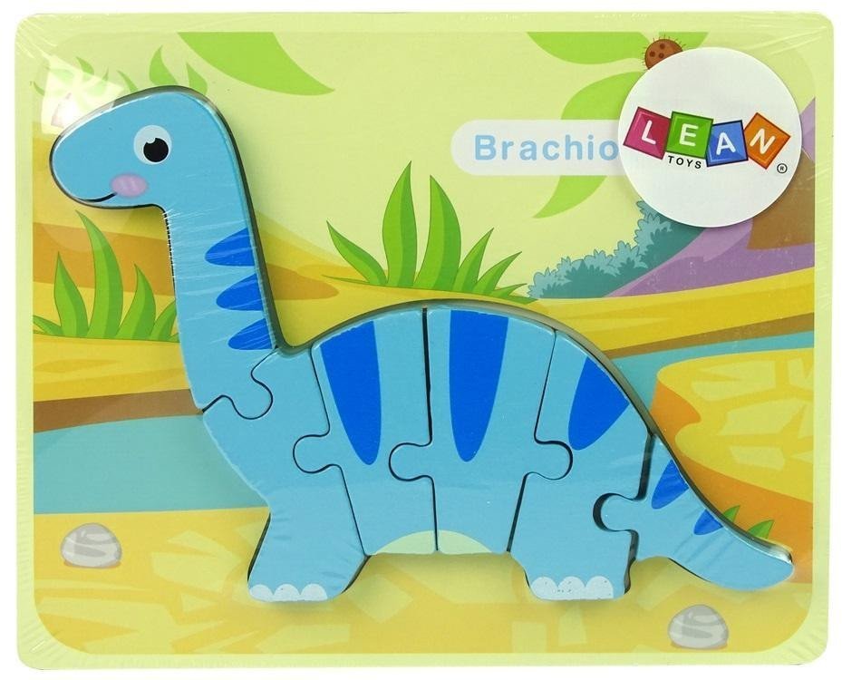 Drewniane puzzle Dinozaur Brachiosaur niebieski