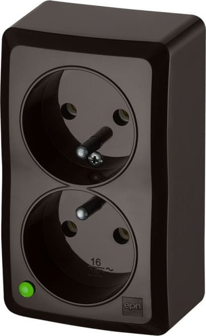 Elektro-Plast BERG Gniazdo podwójne z uziemieniem n/t 2x2P+Z 16A brązowy 3743-05