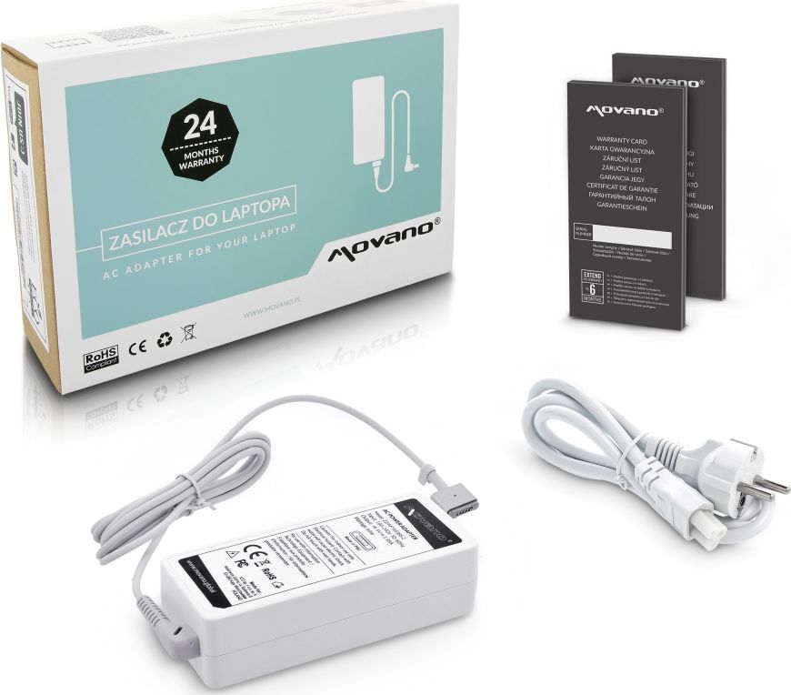 Zasilacz do laptopa Movano 60 W, Magsafe 2, 3.65 A, 16.5 V (ZZ/AP165365-2)