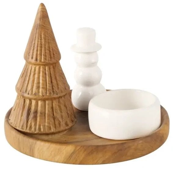 Świecznik OVE z bałwankiem i choinką, Ø 13 cm