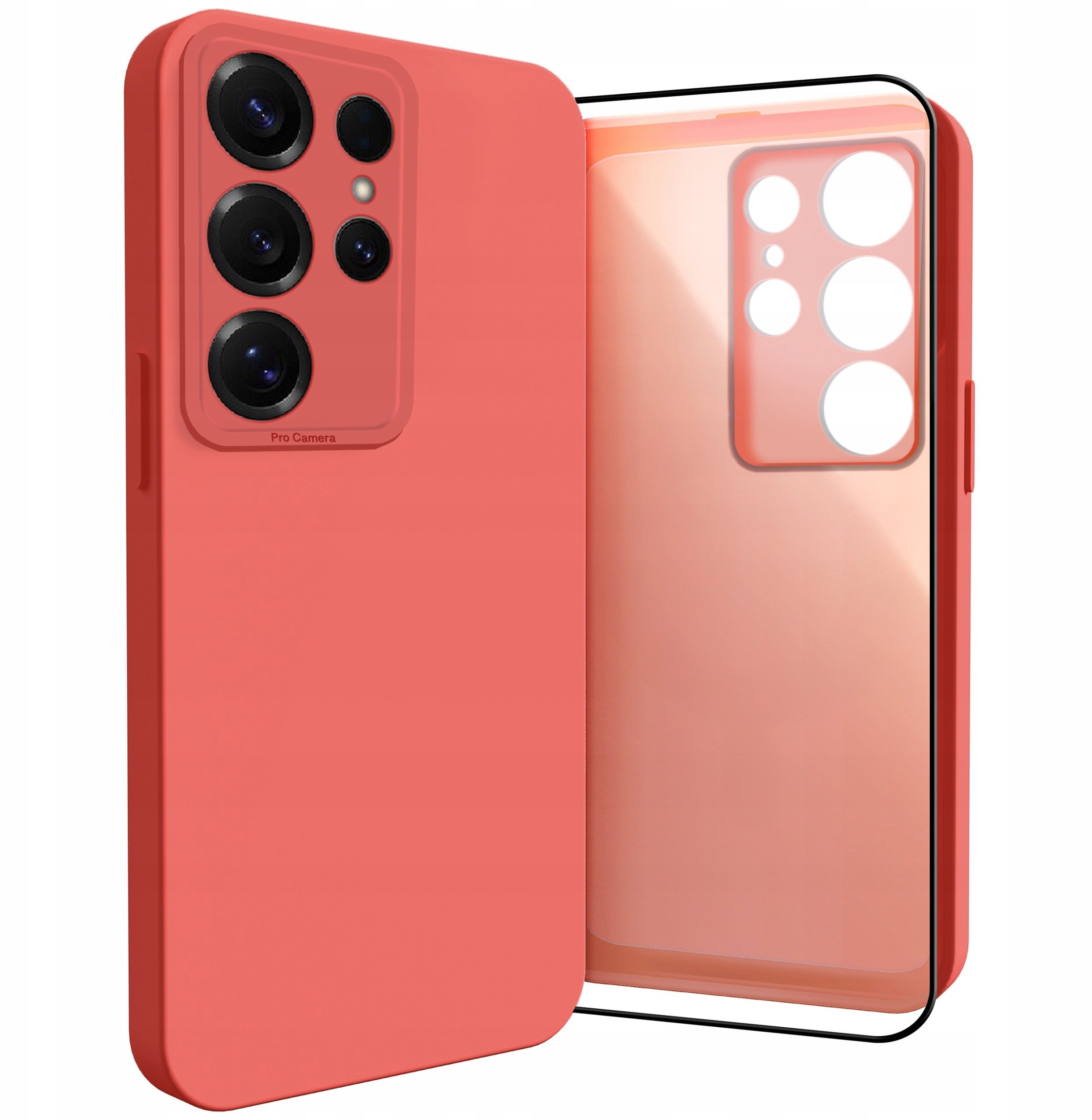 Etui do Samsung Galaxy S25 Ultra (Osłona Kamery, Czerwone, Case) Szkło 9H