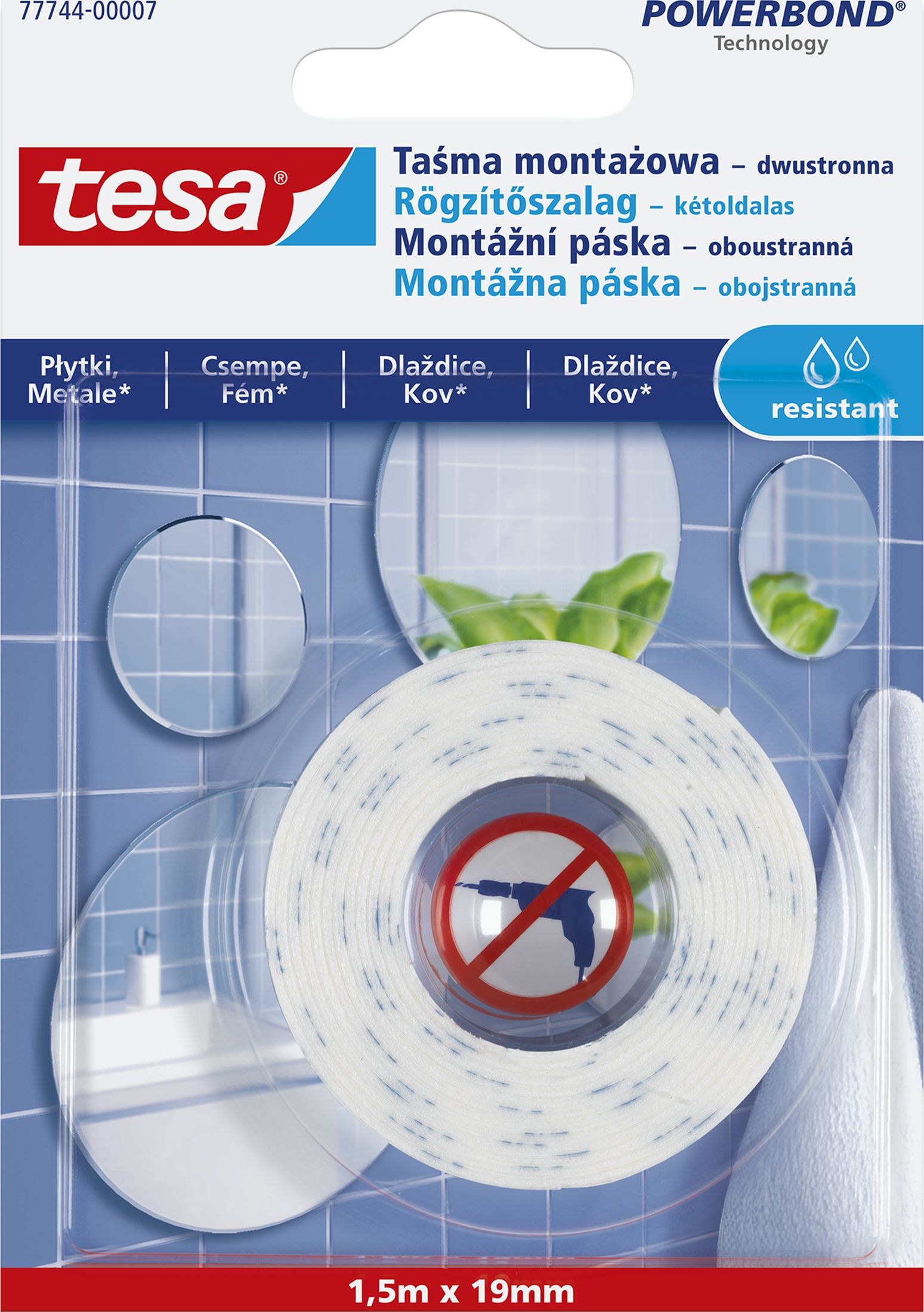 Tesa dwustronna taśma montażowa wodoodporna 1,5m (77744-00002-00)