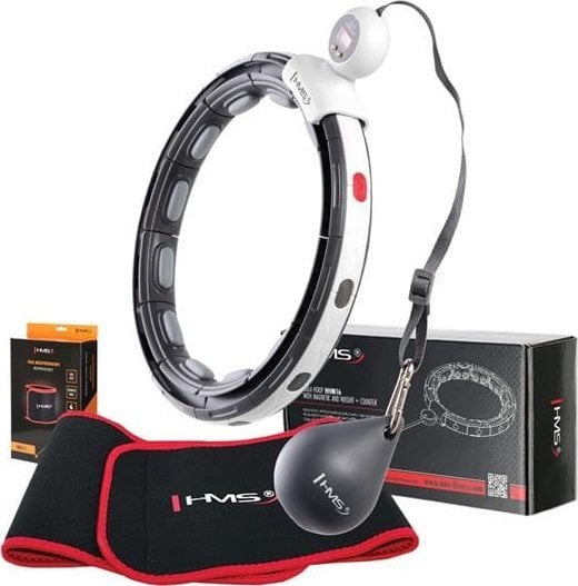 HMS ZESTAW HULA HOP MAGNETYCZNY BLACK HHM15 Z LICZNIKIEM HMS + PAS WYSZCZUPLAJĄCY BR163 RED