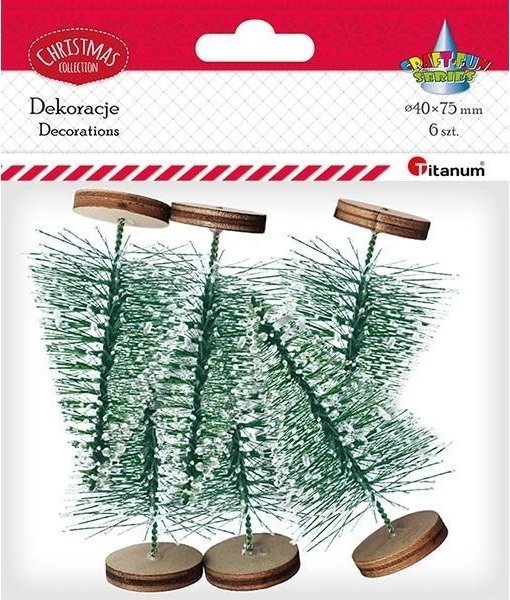 Drzewka plastikowe Choinki 75x45mm 6szt zielone