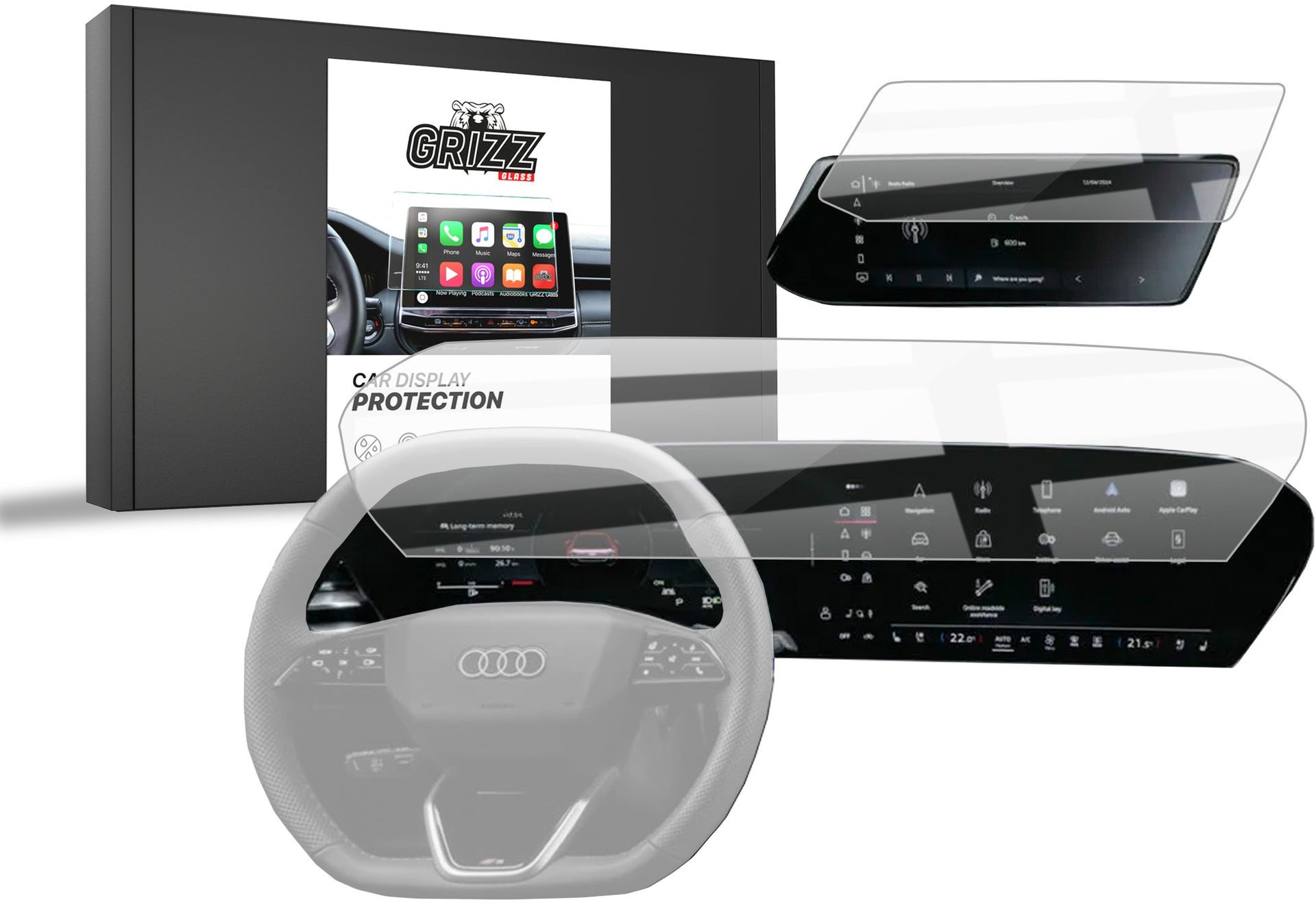 Folia ceramiczna GrizzGlass CarDisplay Protection do Audi Q5 14,5" (2025) [2w1]