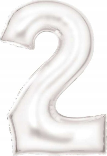 AMSCAN Balon foliowy cyfra 2 satynowa biała 86cm 9917294