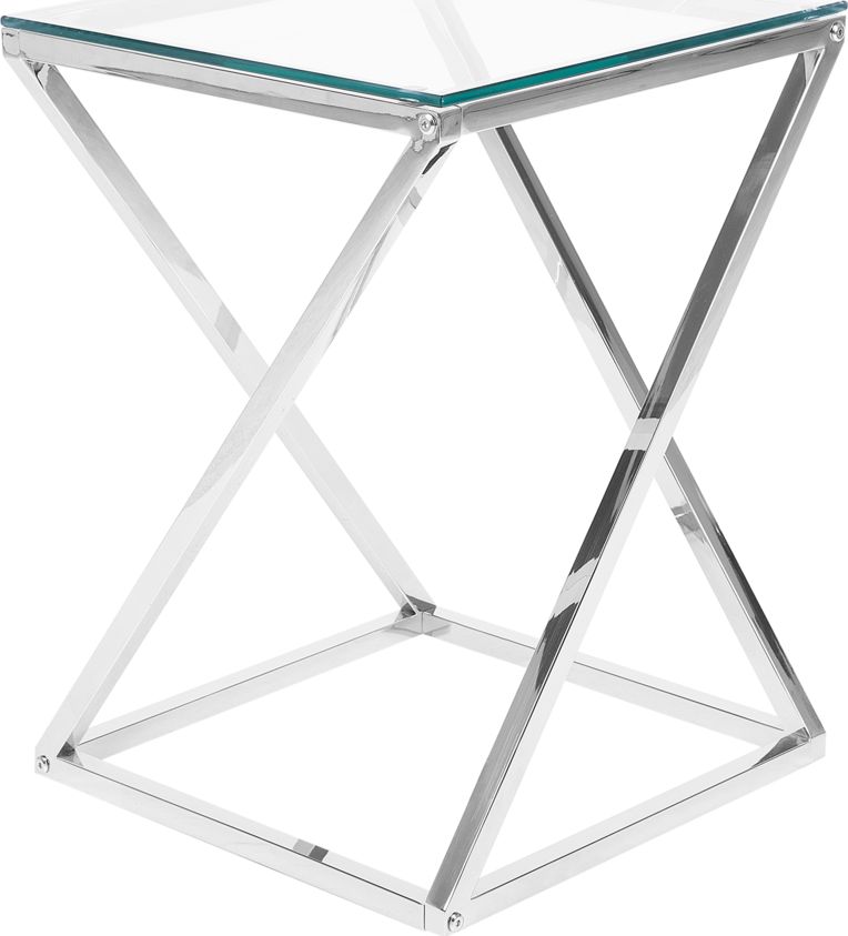 Beliani Stolik pomocniczy szklany srebrny BEVERLY